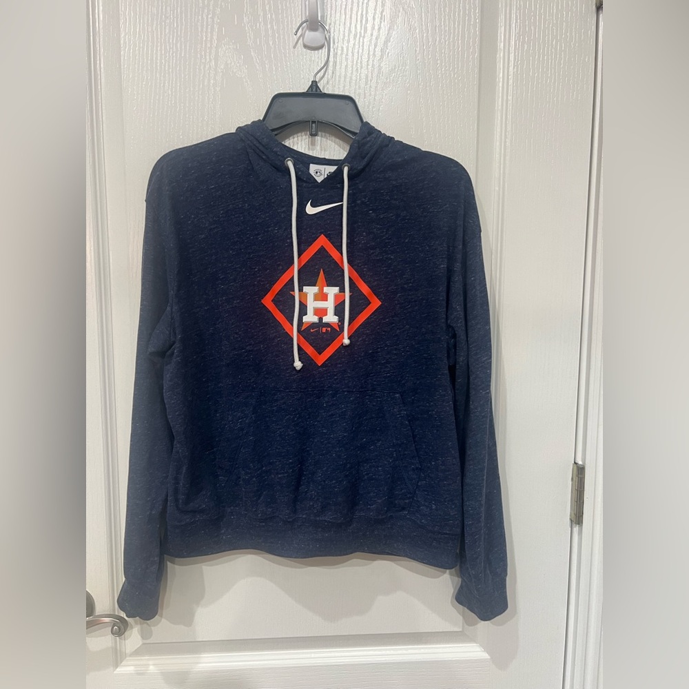Nike Women’s Houston Astros Blue Hoodie with Orange Logo Size: Large